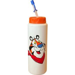Vintage 90s Kellogg's Tony the Tiger 1993 Water Bottle with Straw and Orange Lid